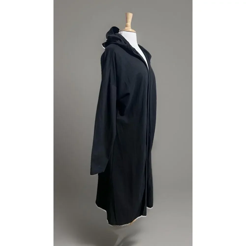 &merci Womens Large Black Hooded Trench Cardigan Cover-Up Beachy Resortwear